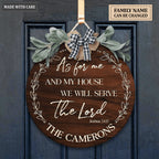 Personalized Family Name Serve The Lord Circle Sign