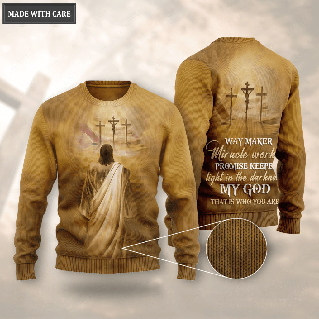 Cross Jesus Way Maker Miracle Worker Wool Sweatshirt