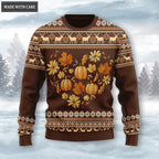 Autumn Heart Pumpkin Floral Wool Knitted Pattern It's Fall Y'all Ugly Sweater