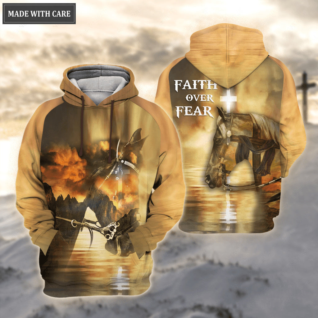 Jesus Cross Horse Faith Over Fear Hoodie