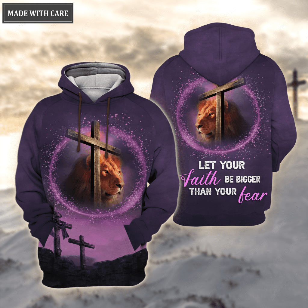 Purple Cross Lion Let Your Faith Be Bigger Than Your Fear Hoodie