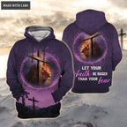 Purple Cross Lion Let Your Faith Be Bigger Than Your Fear Hoodie