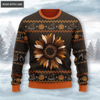 Happy Thanksgiving Sunflower Pumpkin Wool Knitted Pattern Ugly Sweater