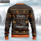 Happy Thanksgiving Sunflower Pumpkin Wool Knitted Pattern Ugly Sweater