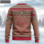 Vintage Thanksgiving Cross Pumpkin Wool Knitted Pattern Ugly Sweater