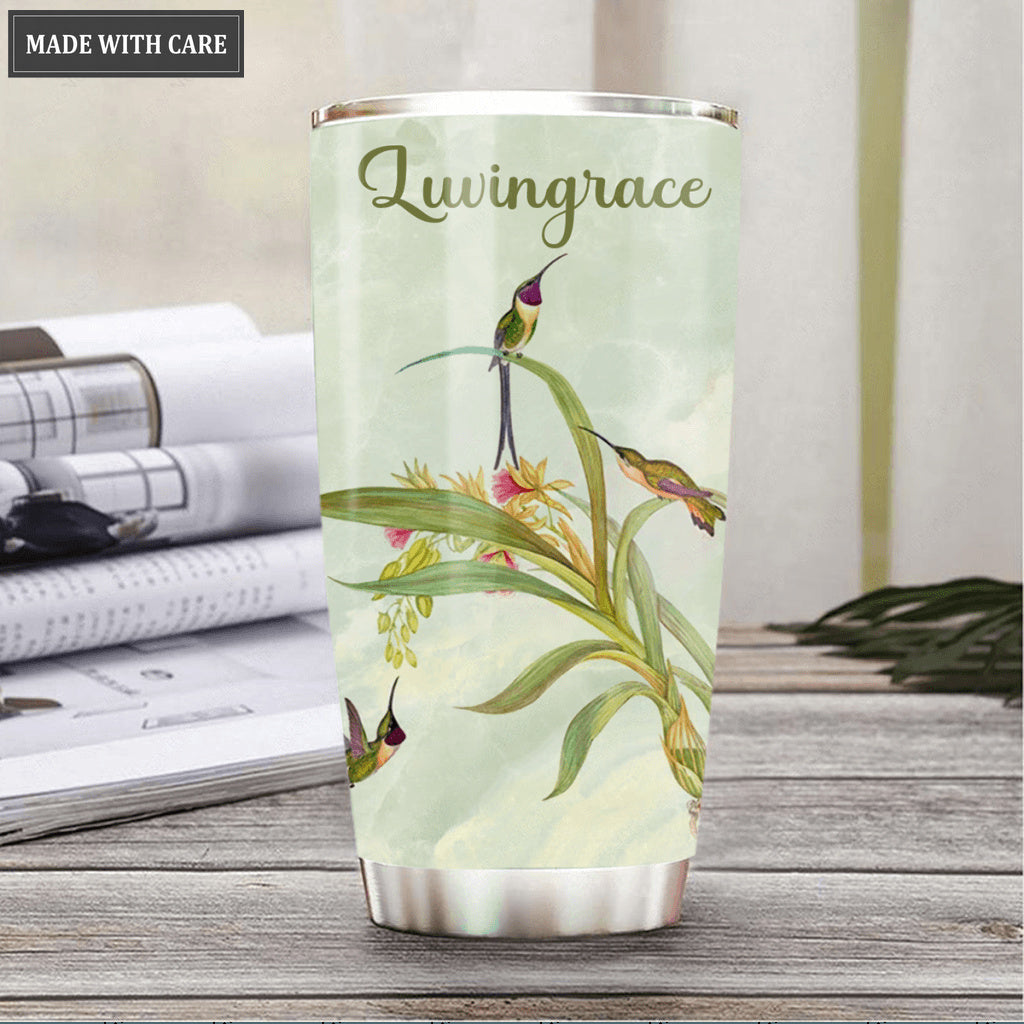 Hummingbird And Flower As For Me And My House Personalized Tumbler