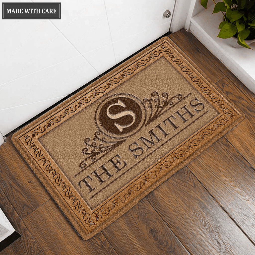 Luvingrace 04 Vintage Monogram Collection Family Name Personalized Doormat