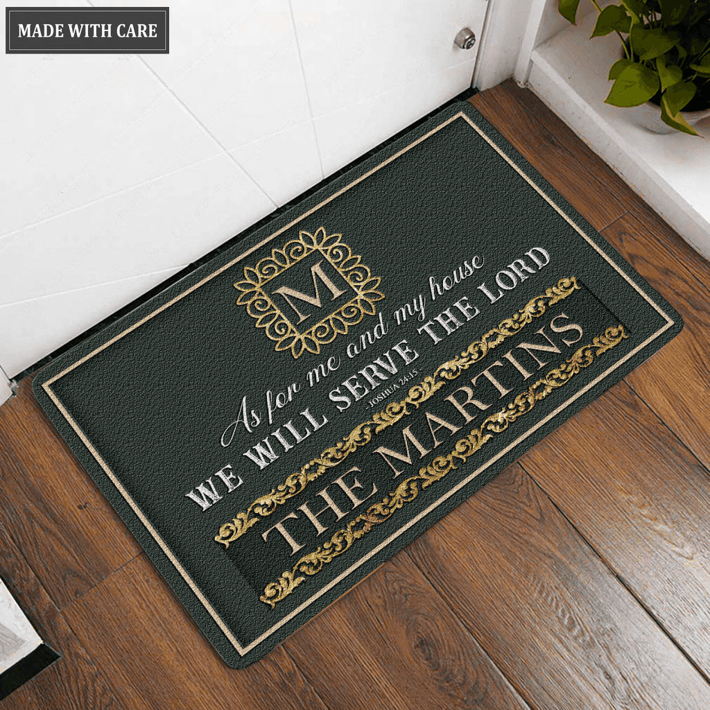 Luvingrace L01 Vintage Monogram Collection As For My House Personalized Doormat