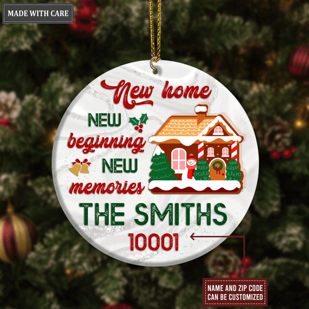 Christmas Cookie House New Home New Beginning Family Name And Zip Code Personalized Ornament