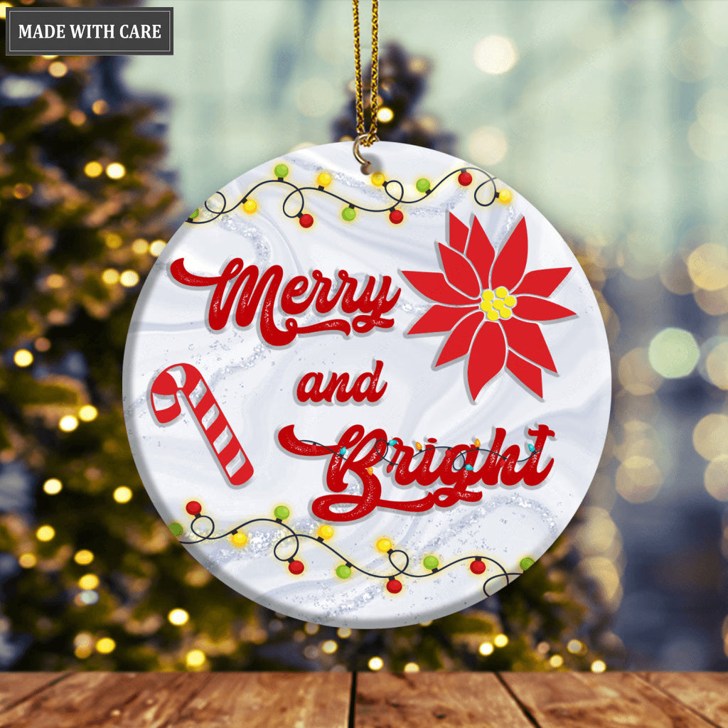 Christmas Light Floral Candy Merry And Bright Ornament