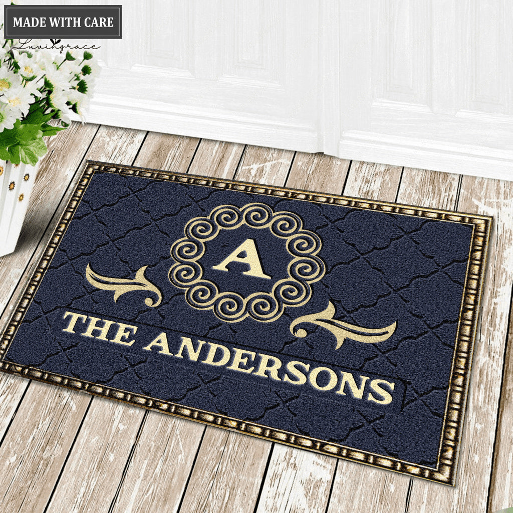 Printfamily L02 Luxury Monogram Collection Family Name Personalized Doormat