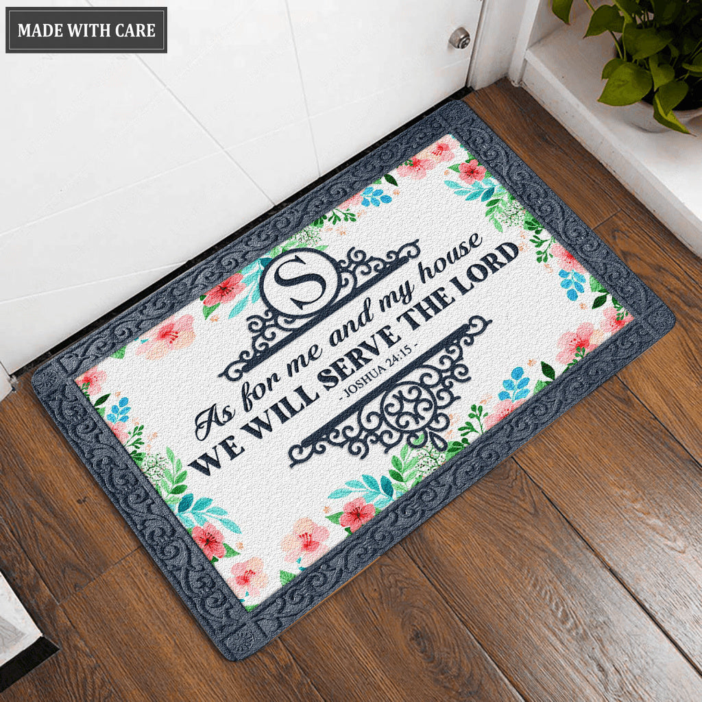 Luvingrace L02 Vintage Monogram Collection As For My House Personalized Doormat