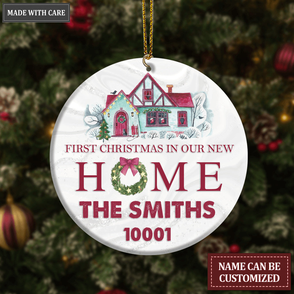 Vintage House First Christmas In Our New Home Personalized Ornament