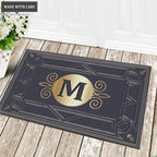 Printfamily L02 Vintage Monogram The First Letter of Family Name Personalized Doormat