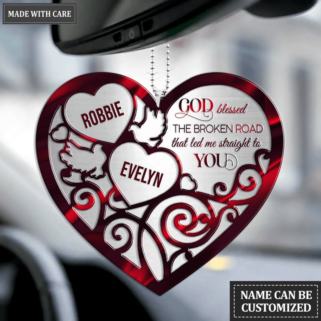 Personalized Hearts In Heart God Blessed Ornament