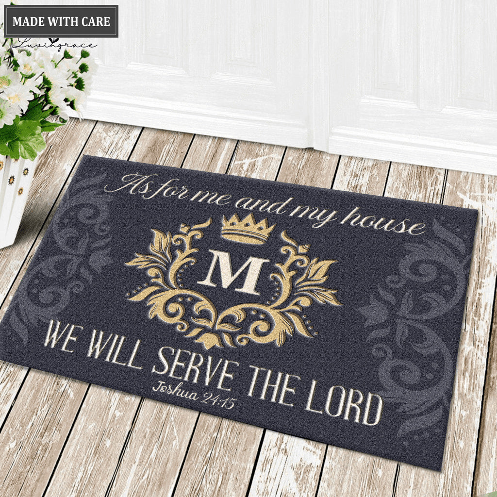Printfamily L04 Luxury Monogram Collection As For My House Personalized Doormat