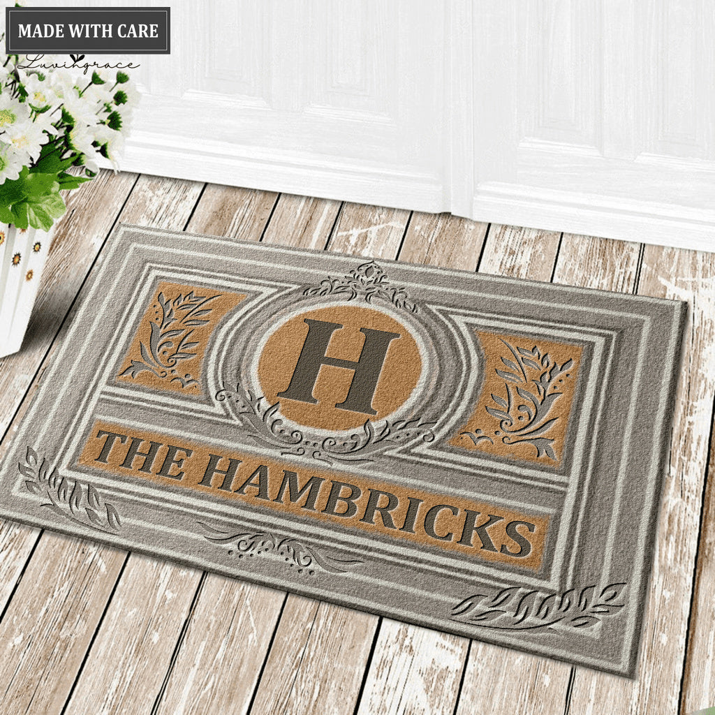 Luvingrace L07 Vintage Monogram Collection Family Name Personalized Doormat