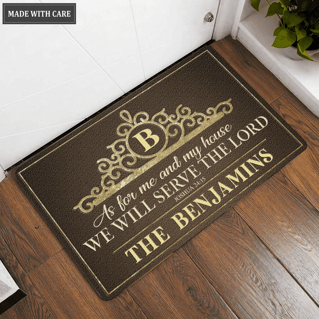 Luvingrace L08 Vintage Monogram Collection As For My House Personalized Doormat