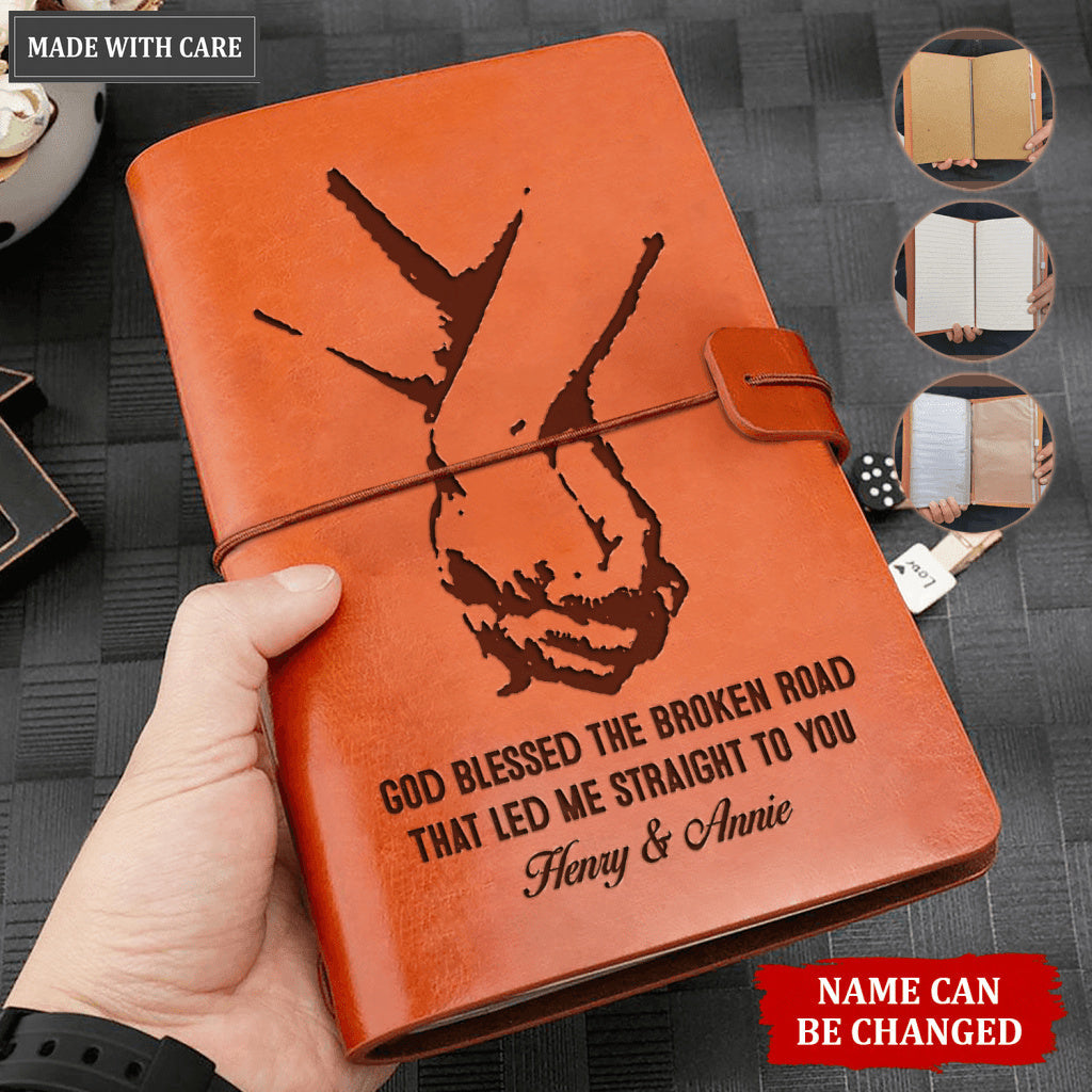 God Blessed The Broken Road Personalized Vintage Journal