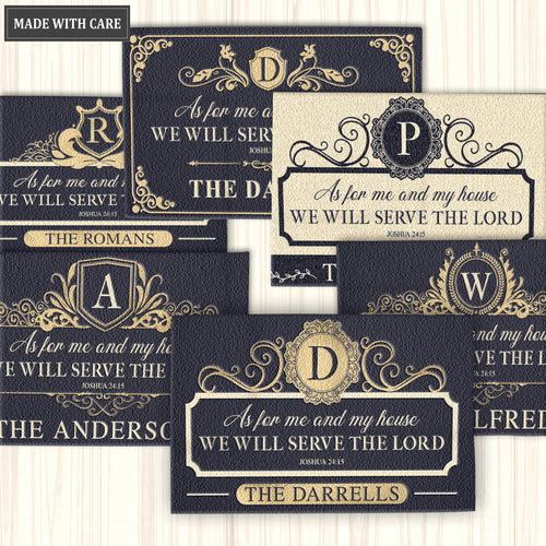 Collection Of Elegant Navy Family Home Personalized Doormat