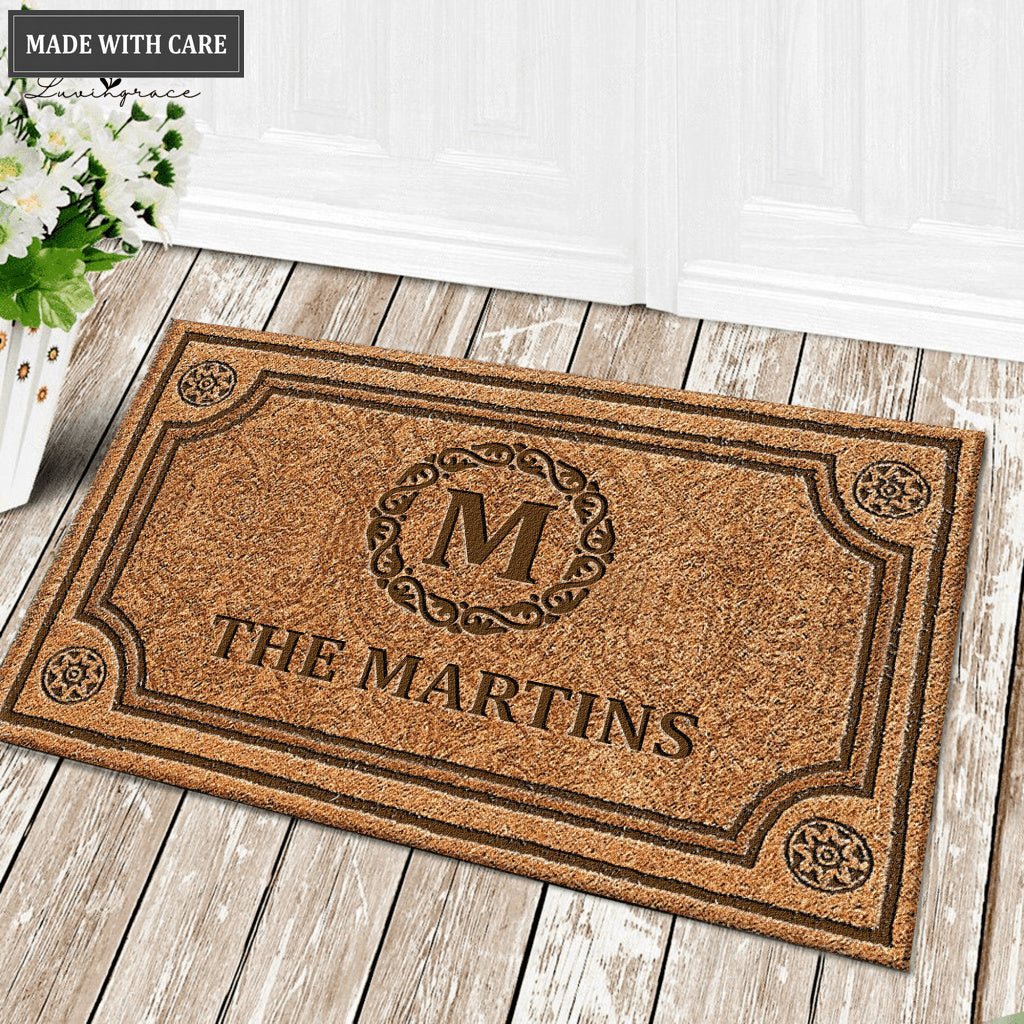 Luvingrace L09 Vintage Monogram Collection Family Name Personalized Doormat