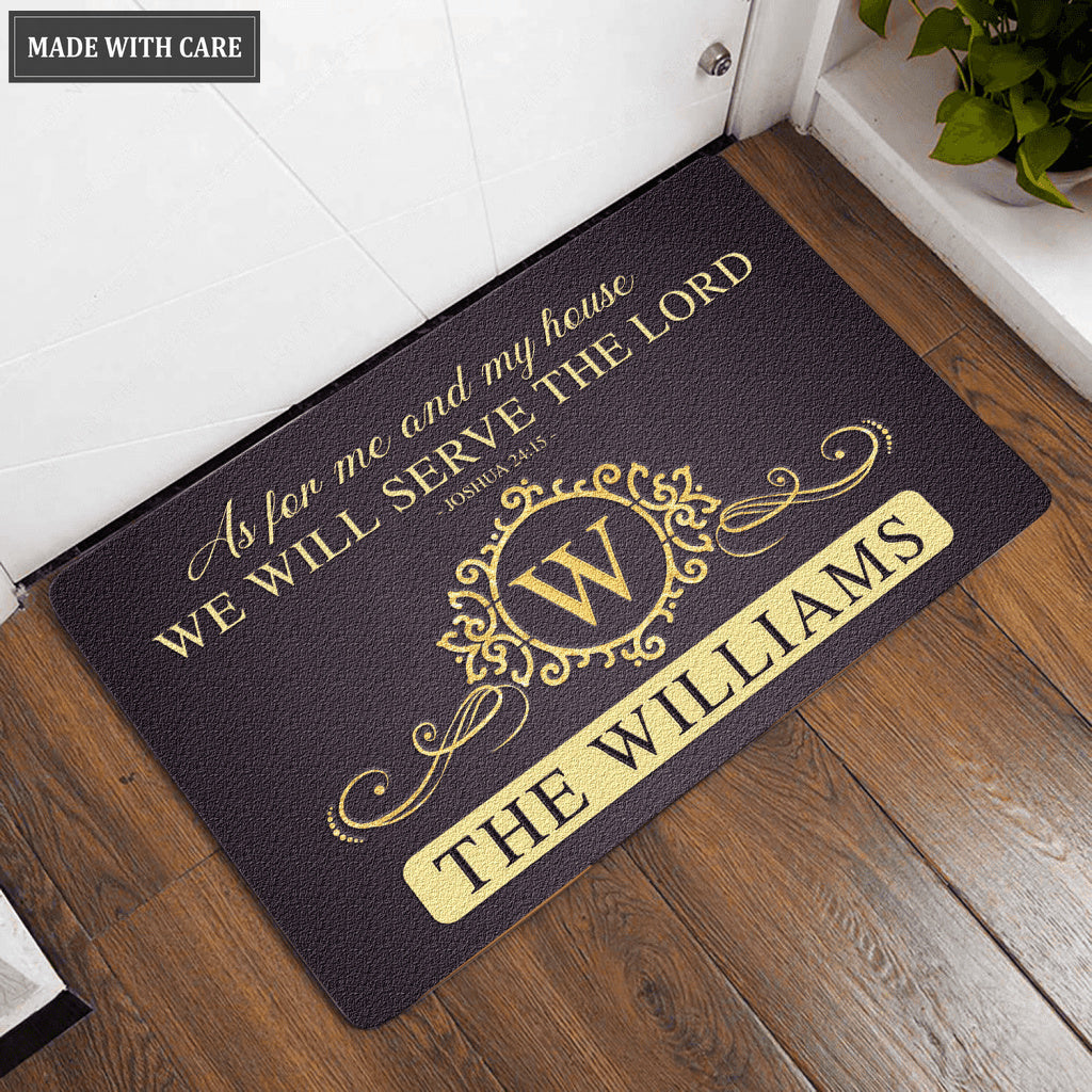 Luvingrace L10 Vintage Monogram Collection As For My House Personalized Doormat