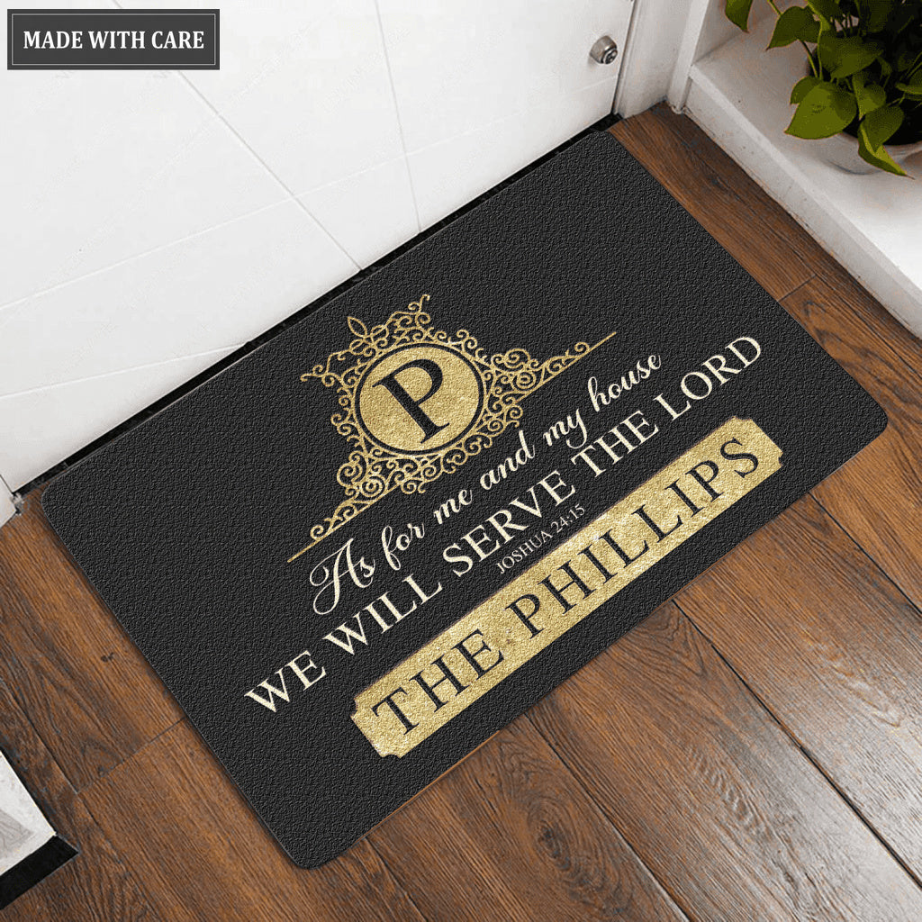 Luvingrace L13 Vintage Monogram Collection As For My House Personalized Doormat