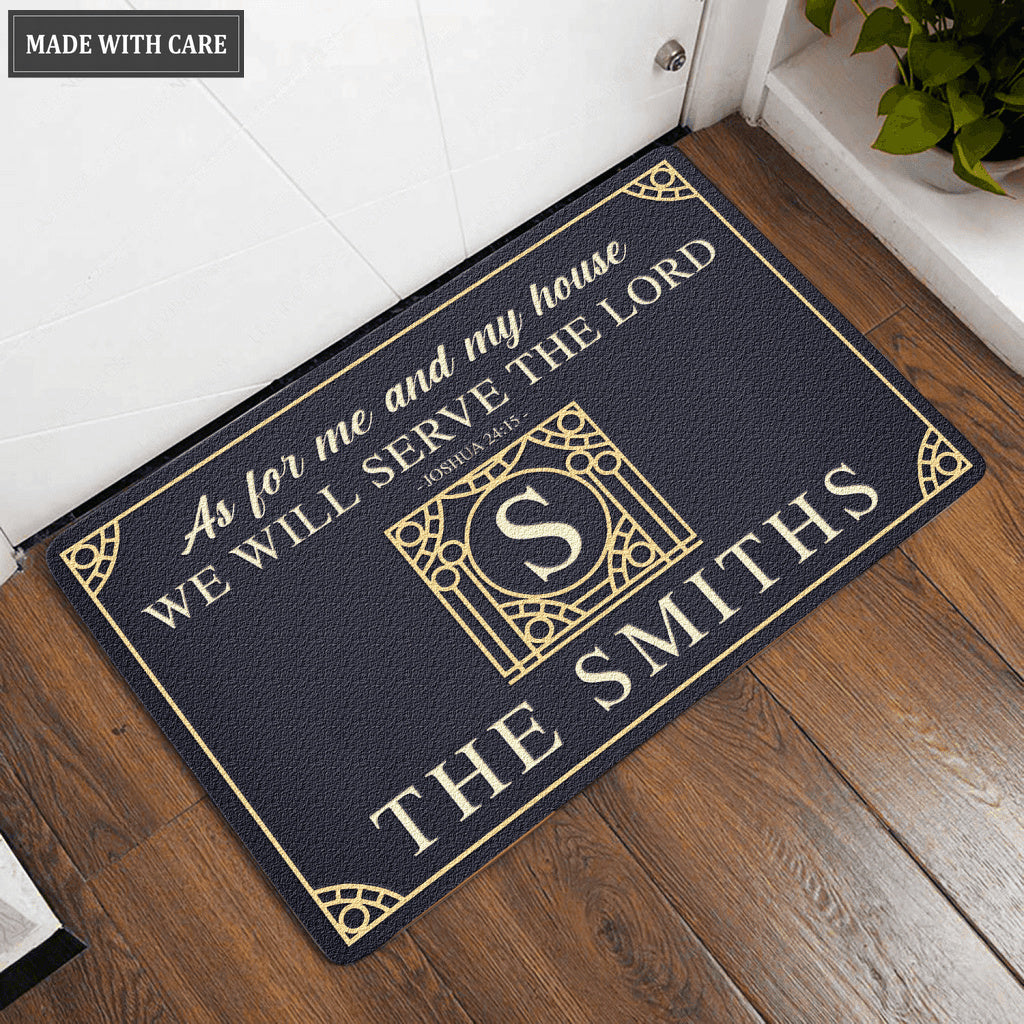 Luvingrace L14 Vintage Monogram Collection As For My House Personalized Doormat