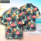 Tropical Floral Flamingo Art Hawaiian Shirt