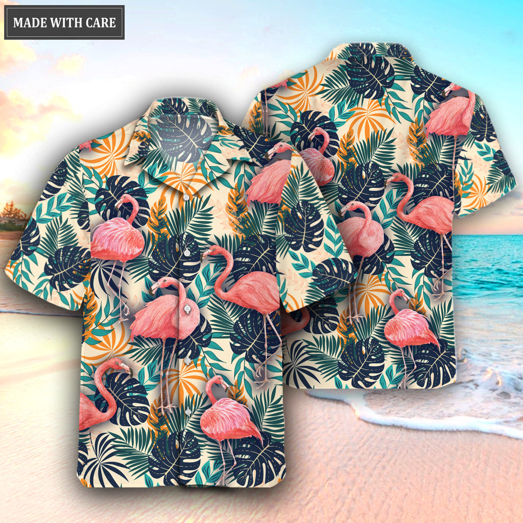 Tropical Floral Flamingo Art Hawaiian Shirt