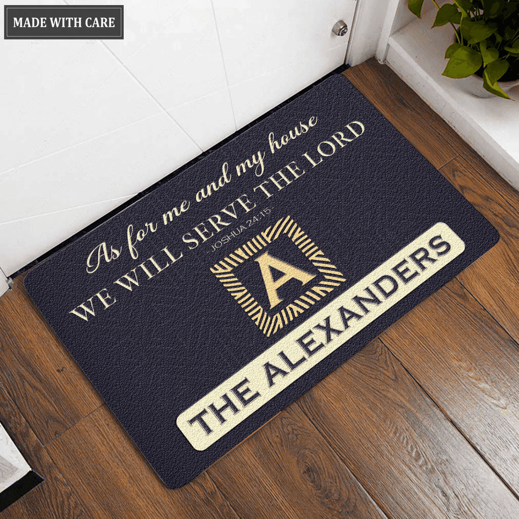Luvingrace L15 Vintage Monogram Collection As For My House Personalized Doormat
