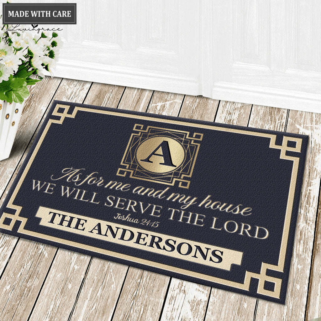 Luvingrace L17 Vintage Monogram Collection As For My House Personalized Doormat