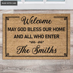 Personalized May God Bless Our Home Doormat