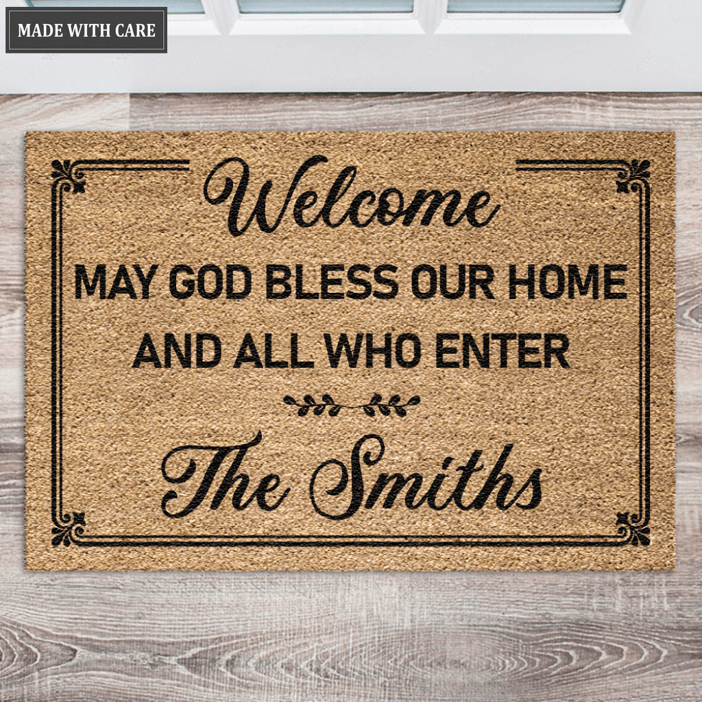 Personalized May God Bless Our Home Doormat