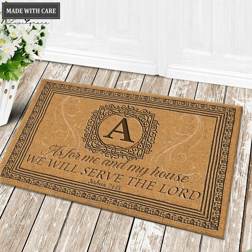 Luvingrace L19 Vintage Monogram Collection As For My House Personalized Doormat
