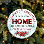 Poinsettia Snow Our First Christmas In Our New Home Personalized Ornament