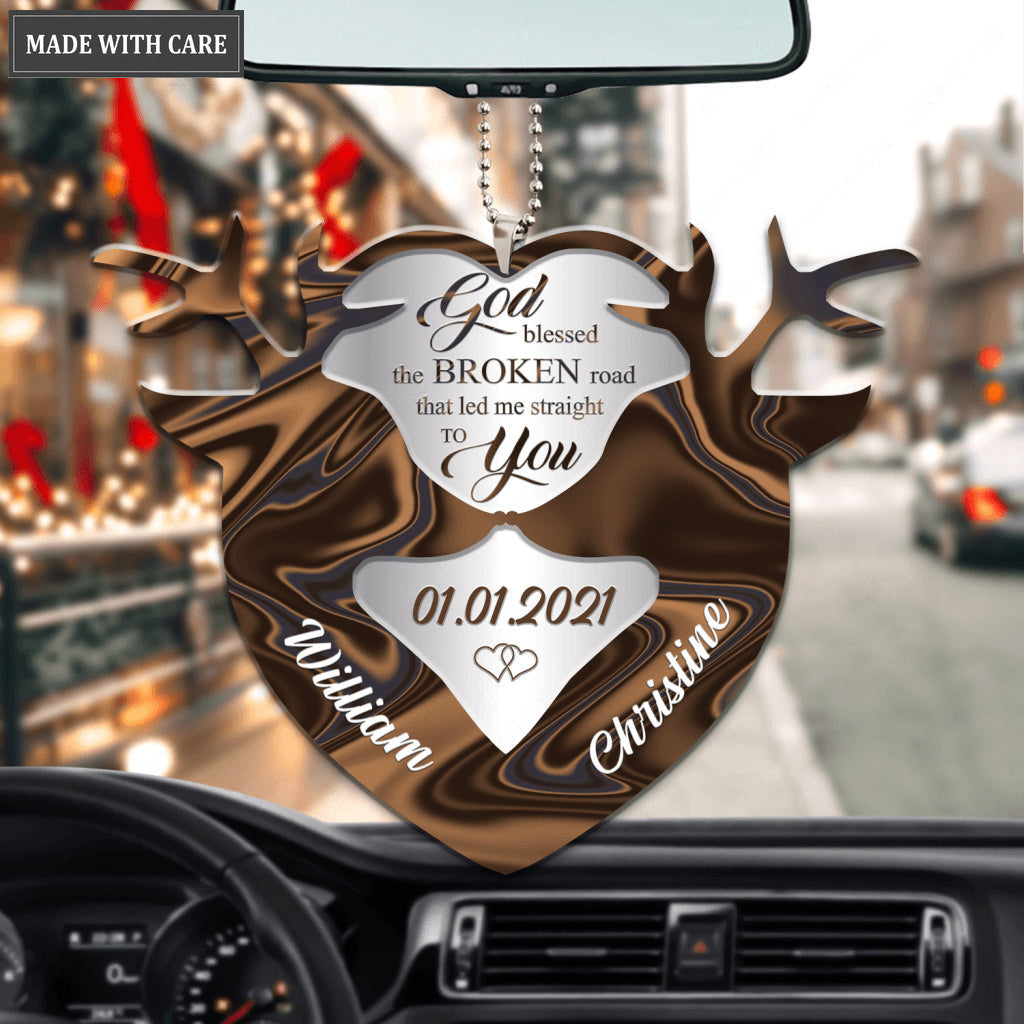 Reindeer Couple God Blessed Personalized Ornament