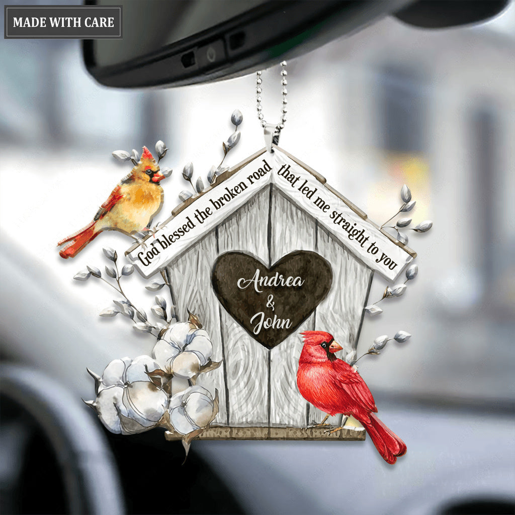 Personalized Wood Nest Blessed The Broken Road Ornament