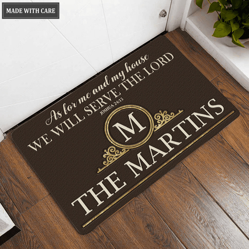 Luvingrace L100 Vintage Monogram Collection As For My House Personalized Doormat
