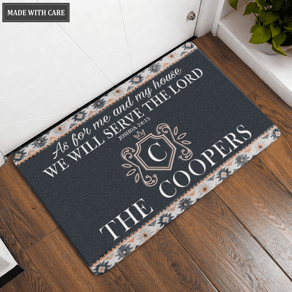 Luvingrace L101 Vintage Monogram Collection As For My House Personalized Doormat