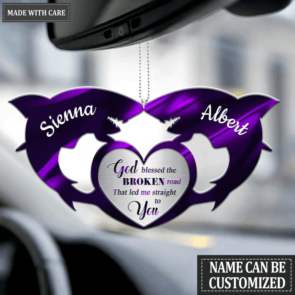 Personalized Shark Couple God Blessed Ornament