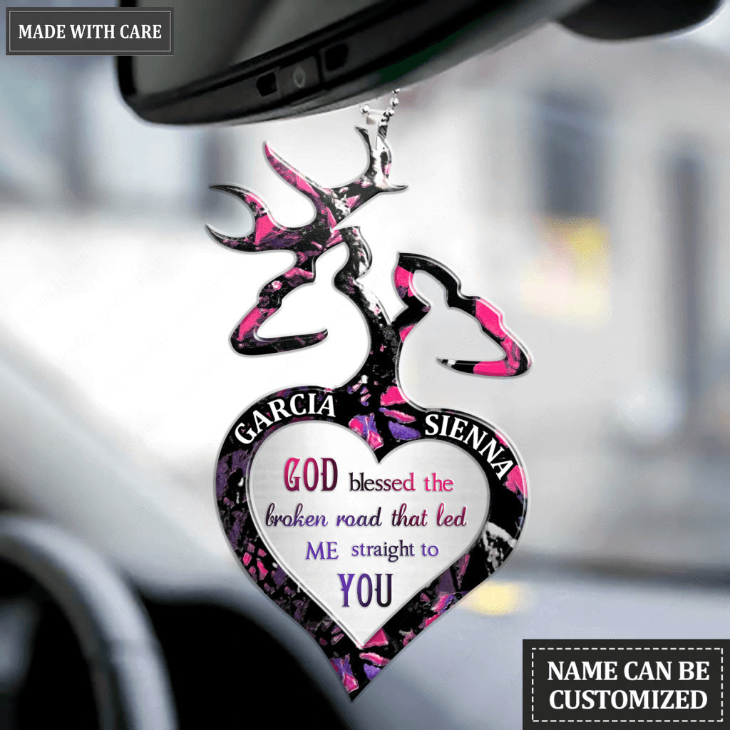 Pink Camo Buck And Doe God Blessed Personalized Ornament