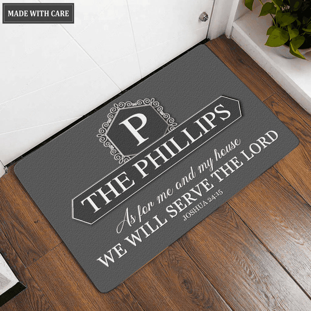 Luvingrace L110 Vintage Monogram Collection As For My House Personalized Doormat