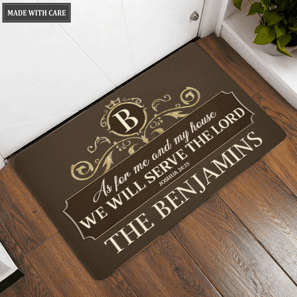 Luvingrace L114 Vintage Monogram Collection As For My House Personalized Doormat