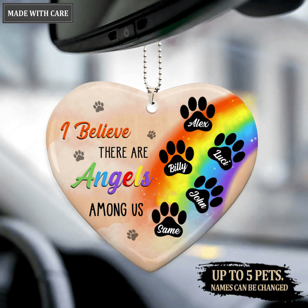Rainbow Dog Angels Among Us Memorial Personalized Heart Ornament