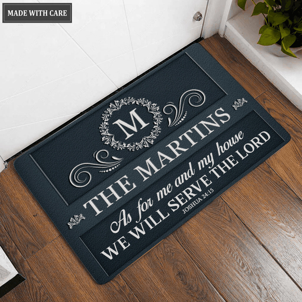 Luvingrace L115 Vintage Monogram Collection As For My House Personalized Doormat