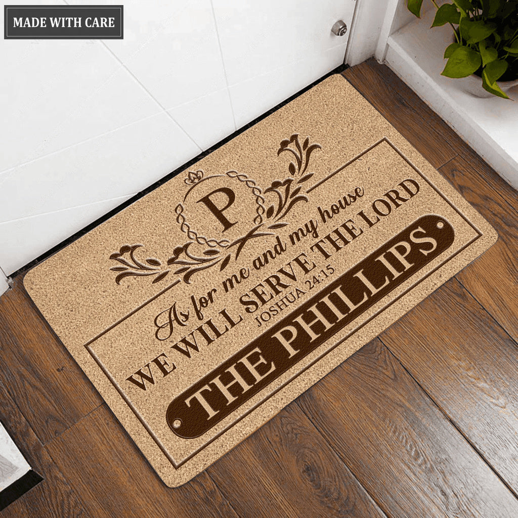 Luvingrace L117 Vintage Monogram Collection As For My House Personalized Doormat