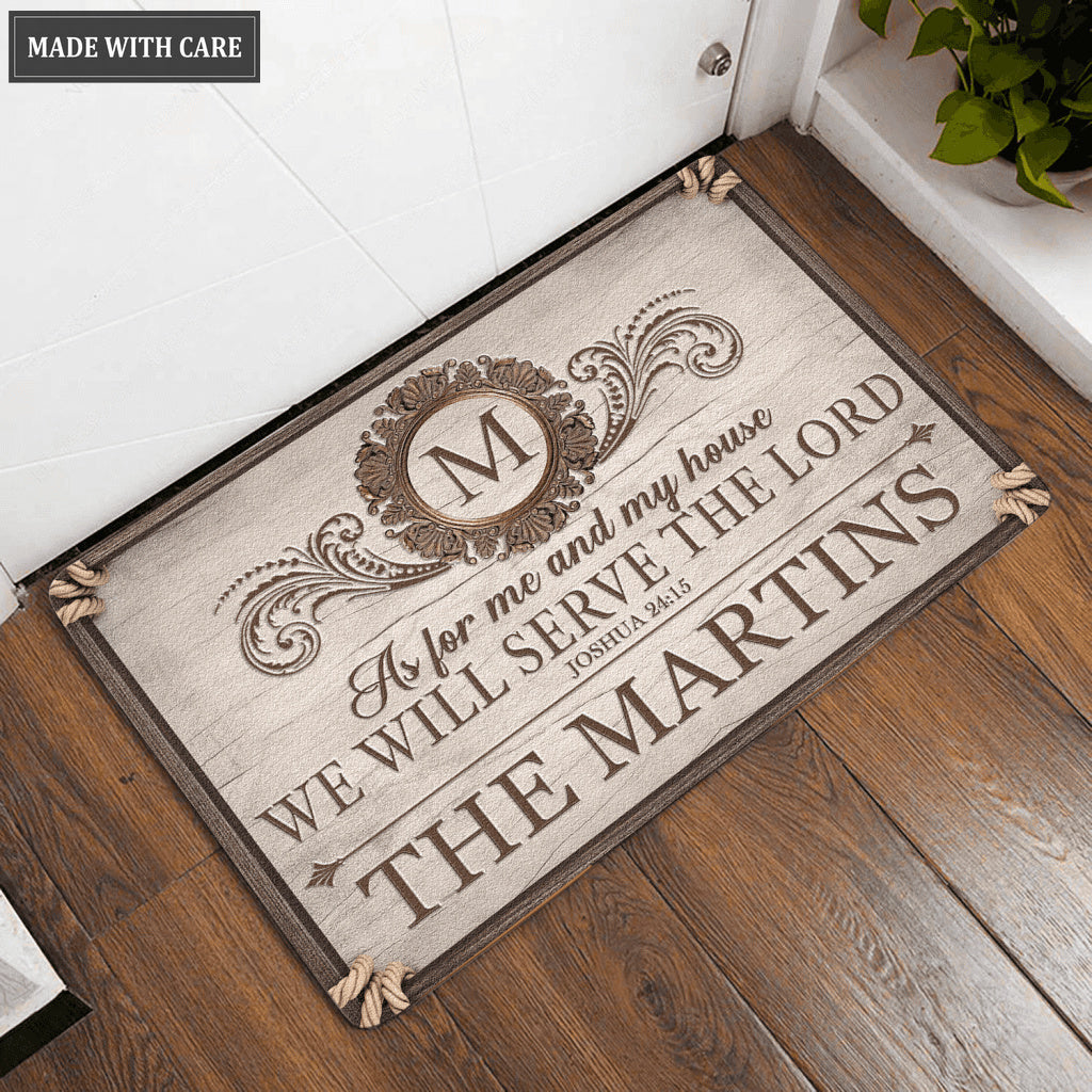Luvingrace L119 Vintage Monogram Collection As For My House Personalized Doormat