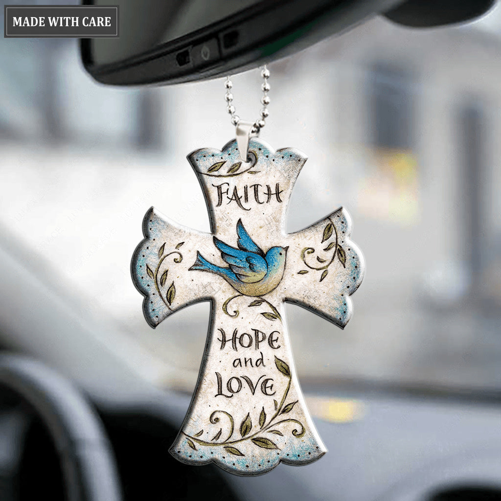Dove Faith Hope Love Old Cross Ornament