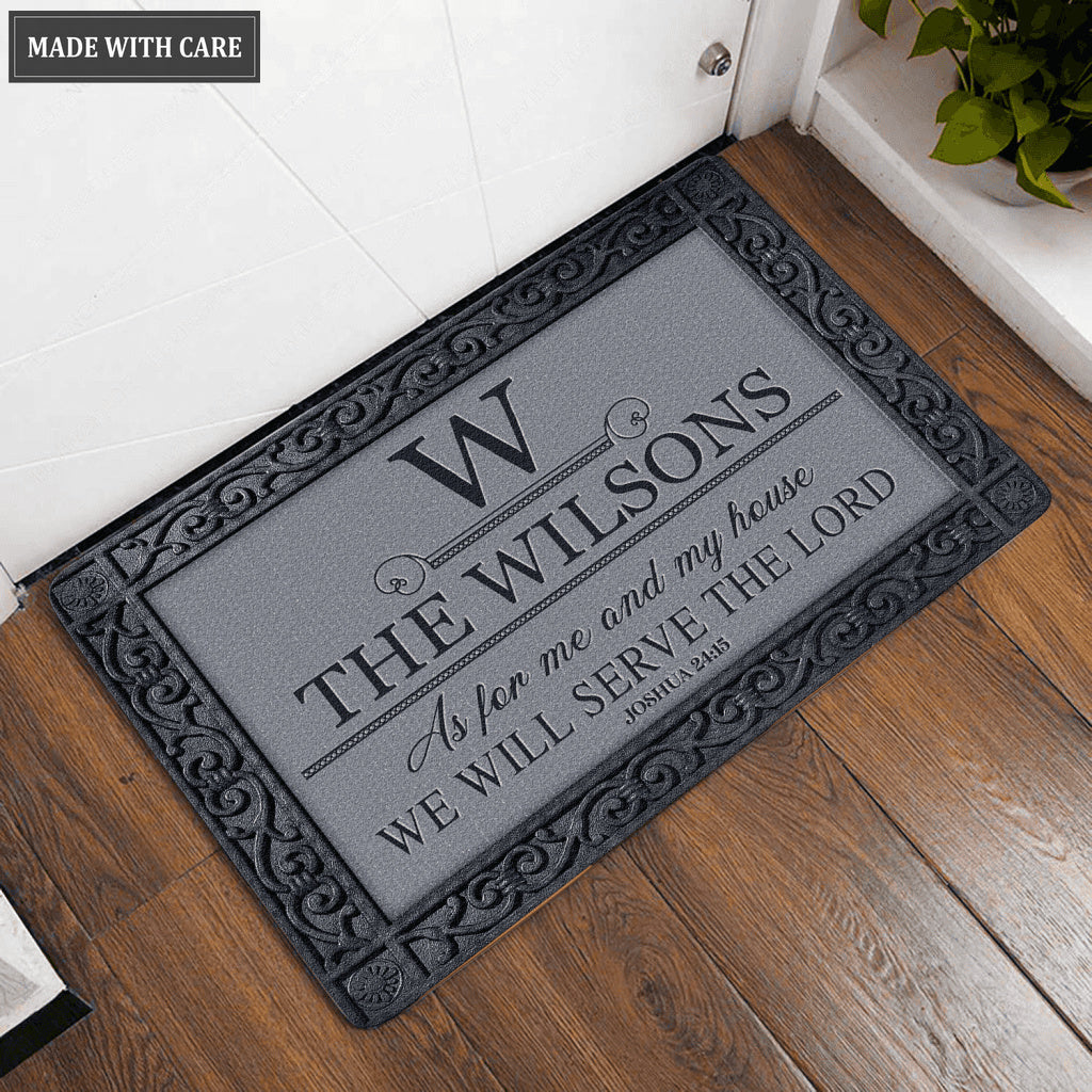 Luvingrace L124 Vintage Monogram Collection As For My House Personalized Doormat